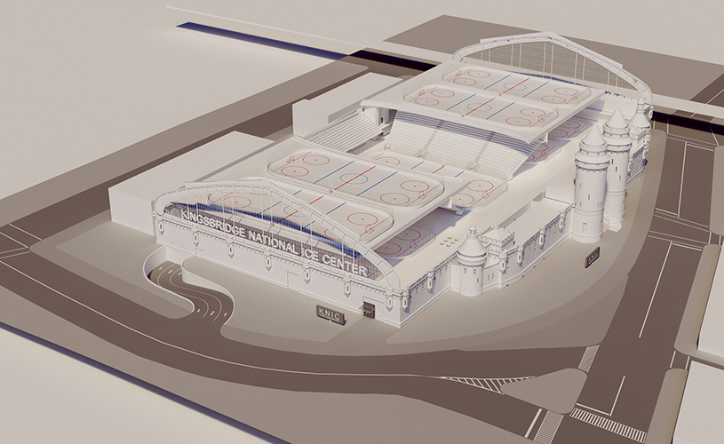 A rendering of what the Kingsbridge Armory Ice Center will look like.