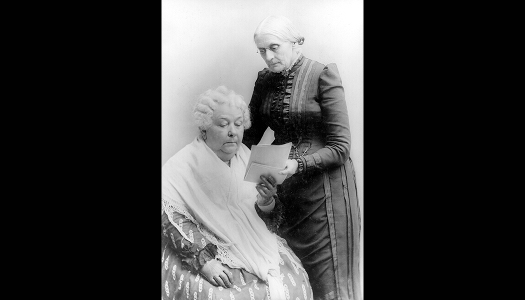 Elizabeth Cady Stanton [sitting] and Susan B Anthony.