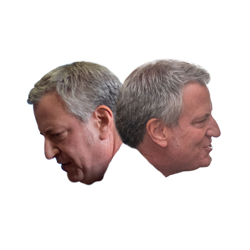 Bill de Blasio facing in two different directions