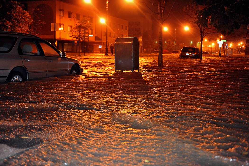 Flood waters in Manhattan caused by Superstorm Sandy. 