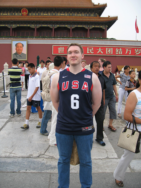 Nate McMurray in Tian'anmen Square, Beijing, China, when he was a student at Qinghua University, the alma mater of Chinese President Xi Jinping.
