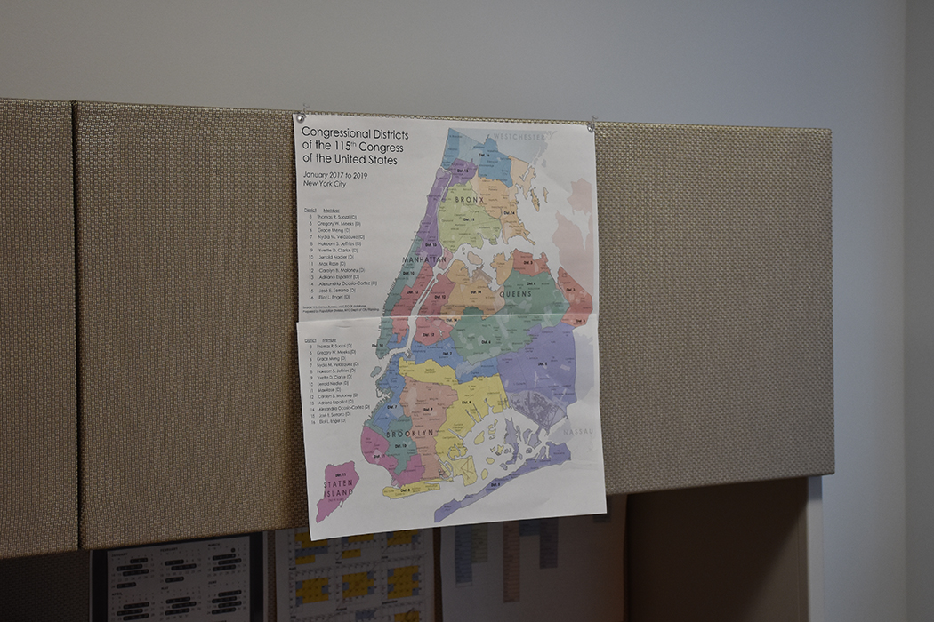 Map of New York districts in the nyc office of federal affairs