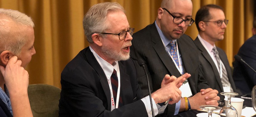 Assembly Health Committee Chairman Richard Gottfried speaking during the "Making Health Coverage Available and Affordable to All New Yorkers" panel at City & State's Healthy NY Summit, Wednesday morning.